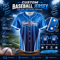 Custom Full Button Baseball Jersey #4 – Player Name, Number & Logo