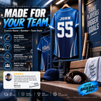 Custom Full Button Baseball Jersey #4 – Player Name, Number & Logo