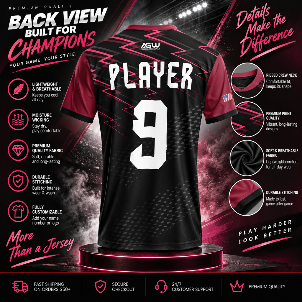 Custom Crewneck Soccer Jersey #7 – Player Name, Number & Logo