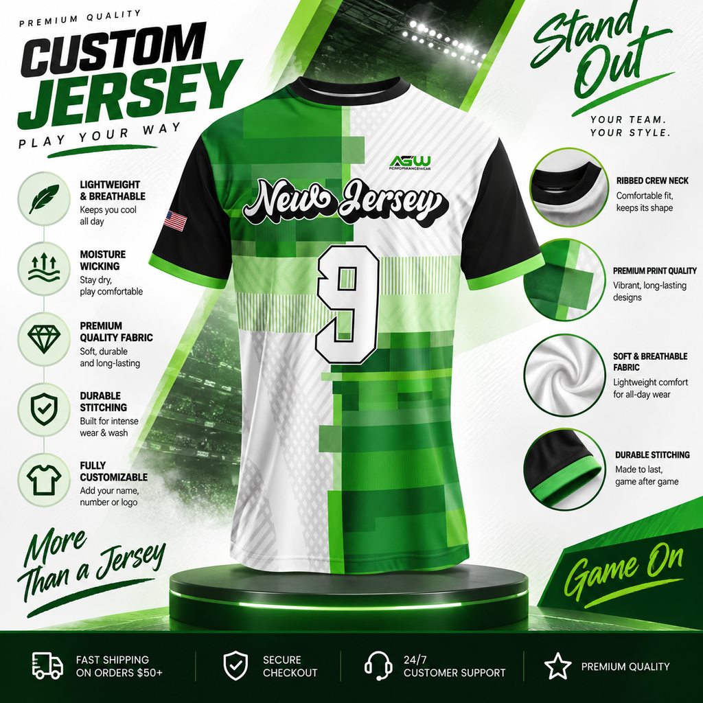 Custom Crewneck Soccer Jersey #6 – Player Name, Number & Logo