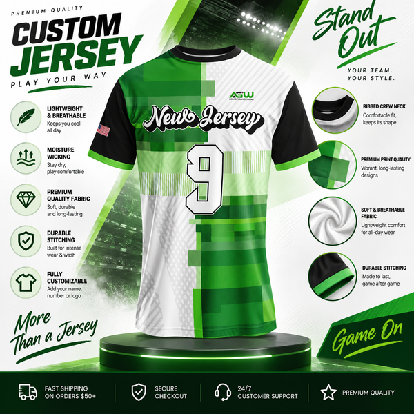 Custom Crewneck Soccer Jersey #6 – Player Name, Number & Logo