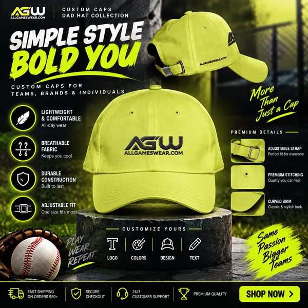 Custom Sublimated Team Cap #3 – Player Name, Number & Logo