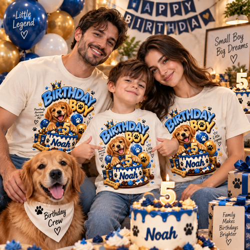 Birthday Boy Shirt – Personalized Kids Birthday Party T-Shirt with Name