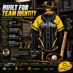 Custom Full Button Baseball Jersey #3 – Player Name, Number & Logo
